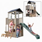Complex Casă de joacă Oaza OakWood din lemn pentru copii pe 2 niveluri Kidkraft - Căsută cu Etaj si Tobogan de exterior in gardina Complex Casă de joacă Oaza OakWood din lemn pentru copii pe 2 niveluri Kidkraft - Căsută cu Etaj si Tobogan de exterior in gardina